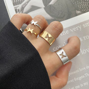 Punk Geometric Hiphop Rings Set For Women