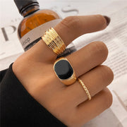 Punk Geometric Hiphop Rings Set For Women