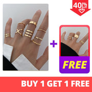 Punk Geometric Hiphop Rings Set For Women