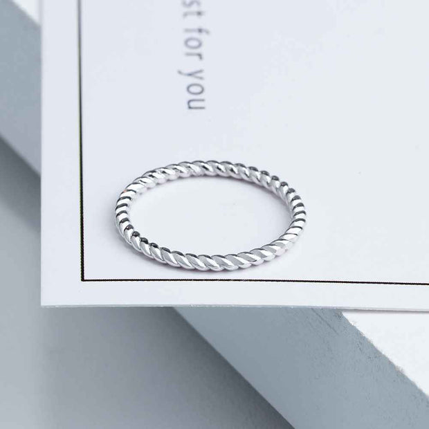 Women Rope Shape 925 Sterling Sliver Ring