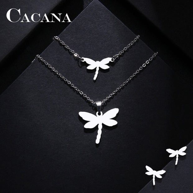 Women Dragonfly Shape Stainless Steel Jewelry Set