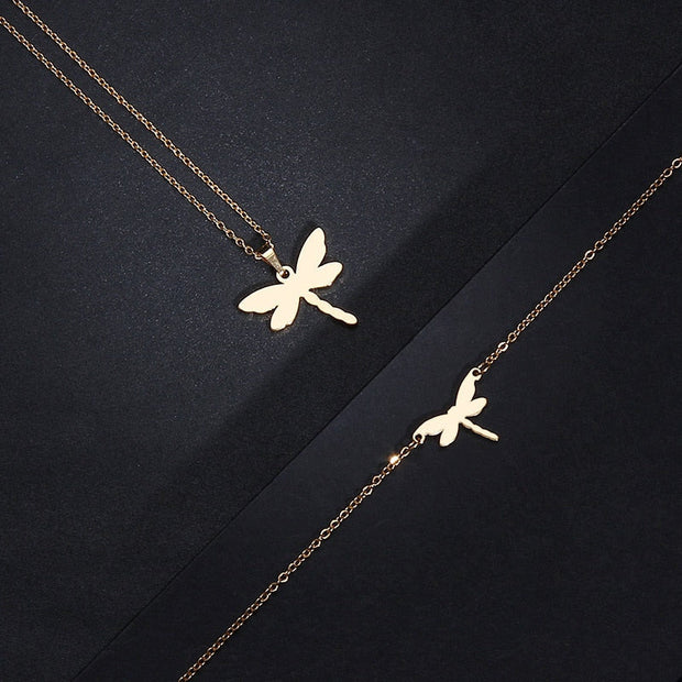 Women Dragonfly Shape Stainless Steel Jewelry Set