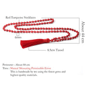 Unisex 6mm Red Howlite Natural Turquoises Stone Necklace