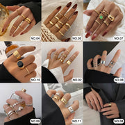 Punk Geometric Hiphop Rings Set For Women