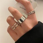 Punk Geometric Hiphop Rings Set For Women