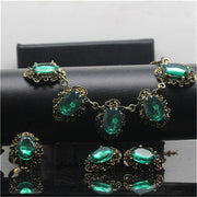 Women Crystal Vintage Bronze Color Jewelry set