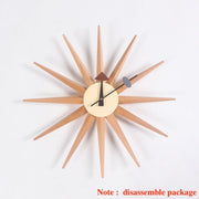 Quiet Round Ball Wood Wall Clock Home Decor Modern Design 3D Clocks for Living Room Decoration Accessories with Import Movement