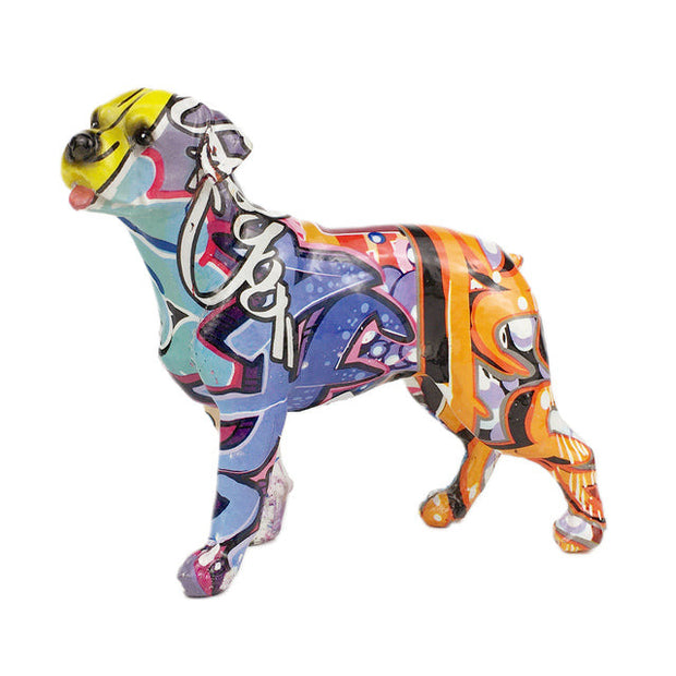 Resin Dog Statue Art Colorful Creative Animal Figurine Crafts Home Decoration Modern Simple Office Desktop Craft Ornament